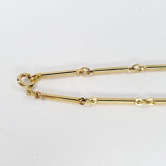 Vintage NEW 80s Retro Black Stripe Geometric Pendant Link Necklace Gold Tone - Picture 4 of 4